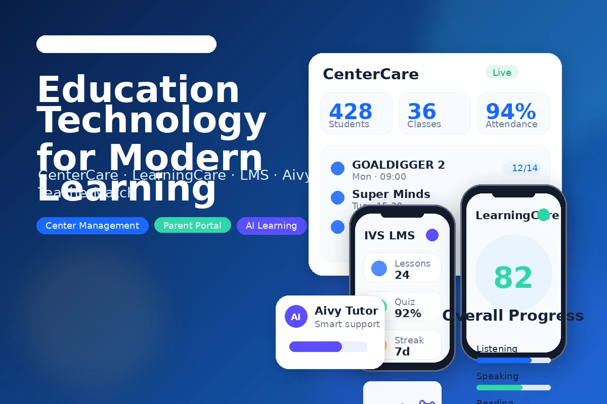 IVS Learn Platform Dashboard - Desktop view showing education management interface